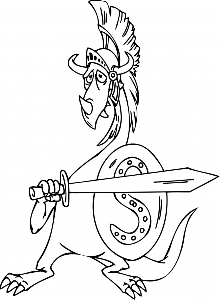 Dragon as a Gladiator coloring page image
