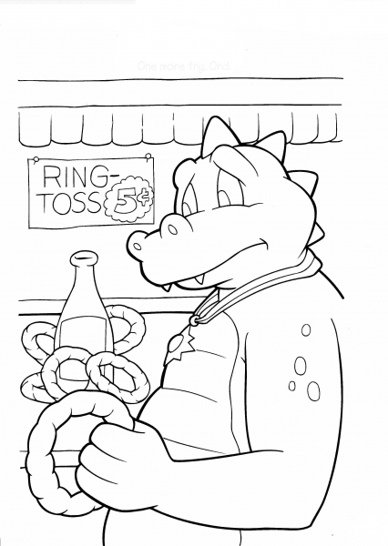 Dragon Buying ring toss coloring page image