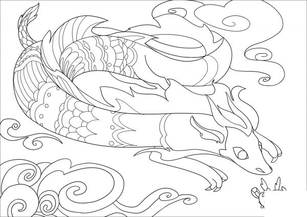 Dragon Chasing Jowy Bird coloring page image