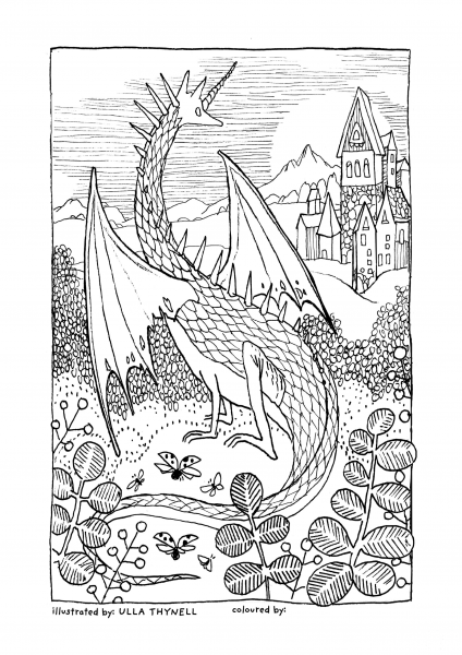 Dragon coloring page image