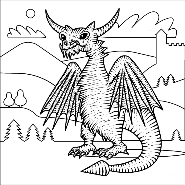 Dragon coloring page image