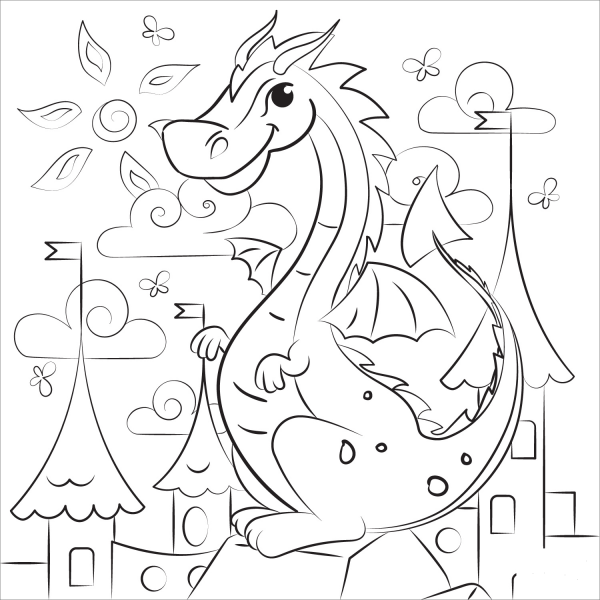 Dragon coloring page image