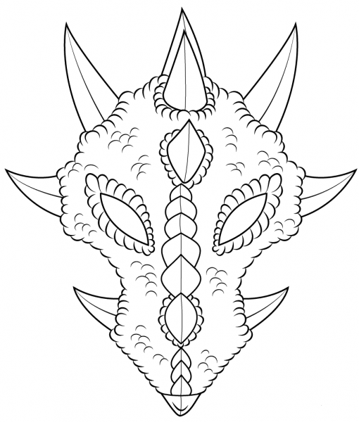Dragon Mask coloring page image