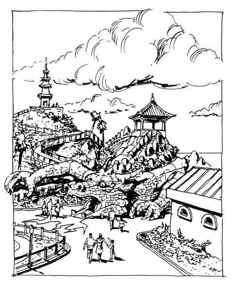 Dragon Mountain coloring page image