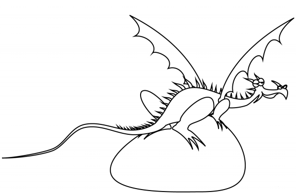 Dragon on a Stone coloring page image