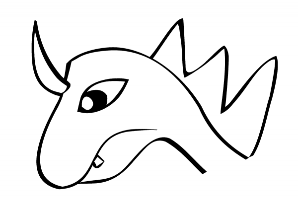 Dragon’s Head in Simple Lines coloring page image