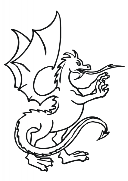 Dragon Standing Up coloring page image