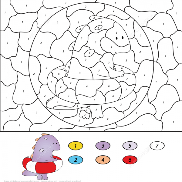 Dragon Swimming with Rubber Ring Color by Number image