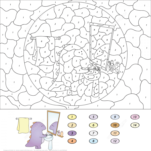 Dragon Washes His Hands Color by Number image