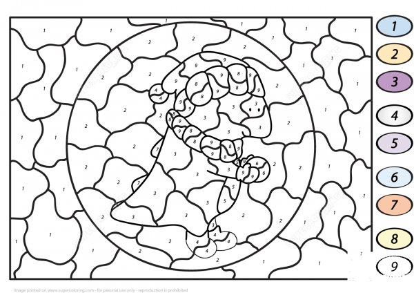 Dragon with Snowball Color by Number image