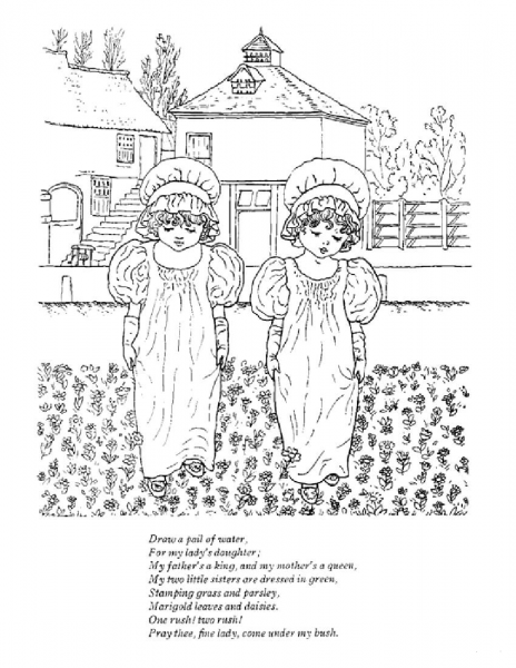 Draw a pail of water, For my ladyâs daughter  coloring page image