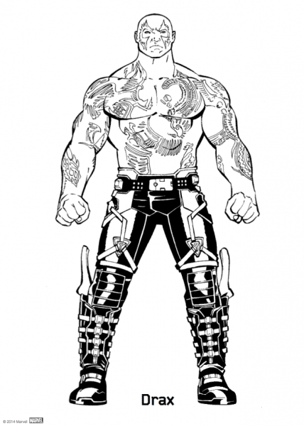 Drax from Guardians of the Galaxy coloring page image