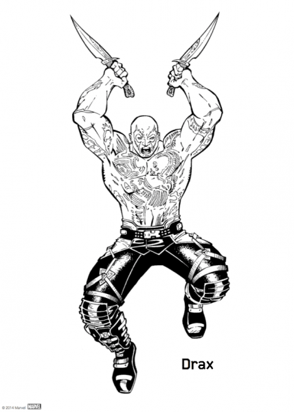 Drax from Guardians of the Galaxy coloring page image