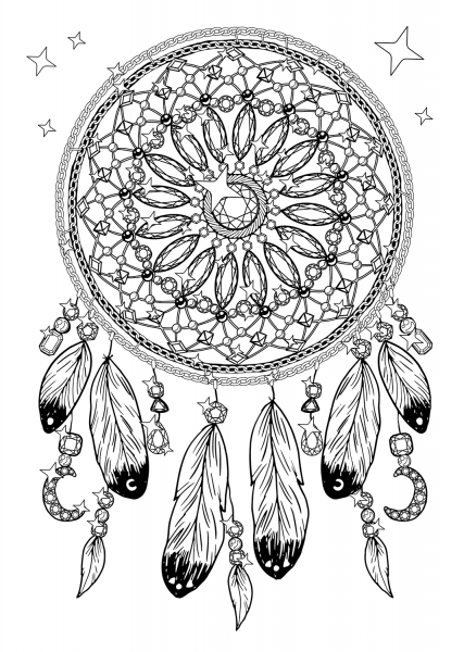 Dreamcatcher Necklace coloring page image