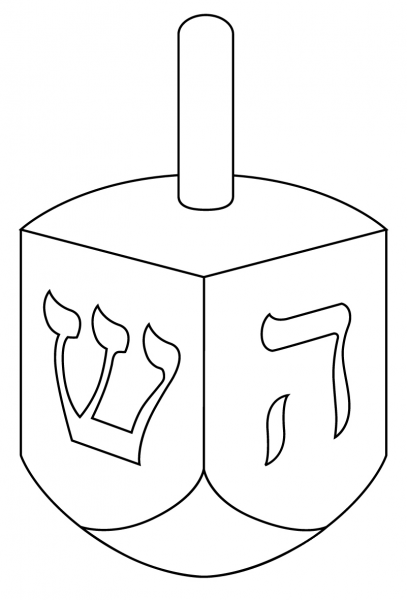 Dreidel coloring page image