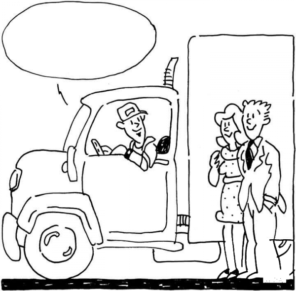 Driver Is Talking To Young Couple  coloring page image
