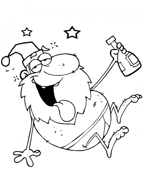 Drunk Santa Claus coloring page image