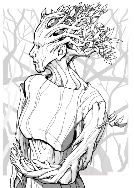 Dryad coloring page image