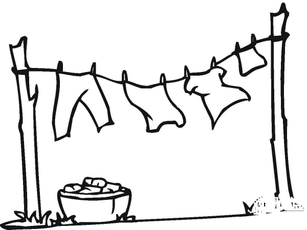 Drying clothes coloring page image