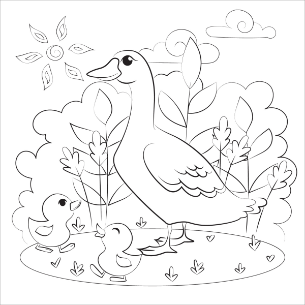 Duck coloring page image