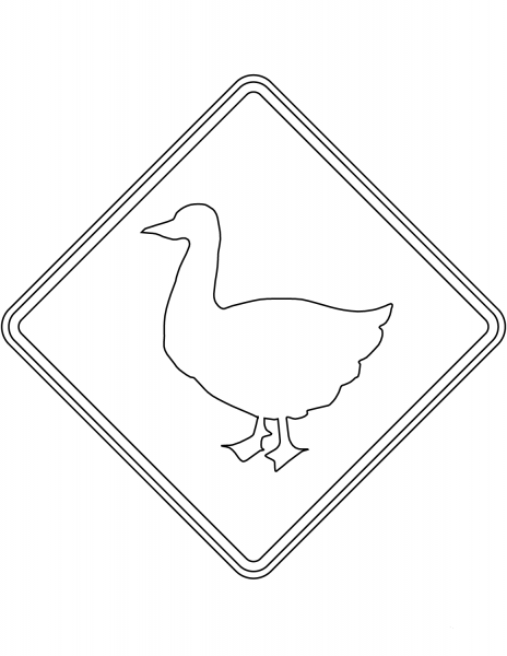 “Duck Crossing” Sign in the USA coloring page image
