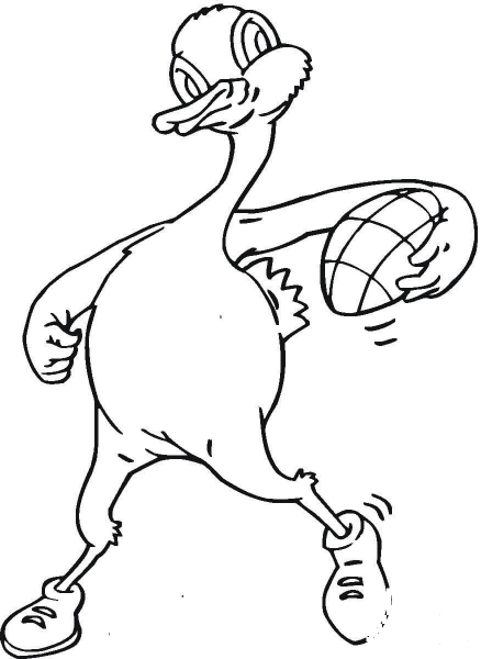 Duck Is Playing Rugby  coloring page image