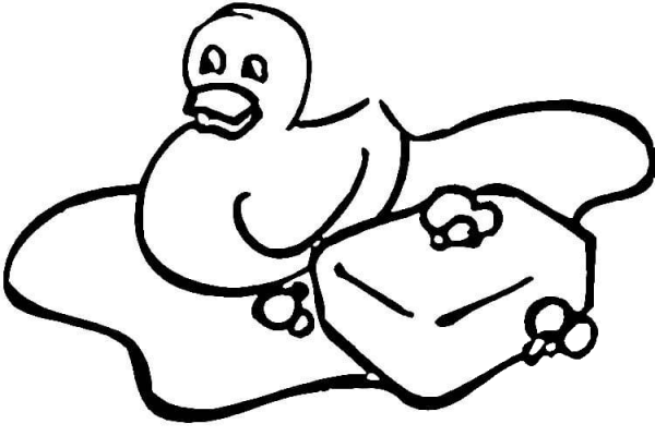Duckie and Soap  coloring page image