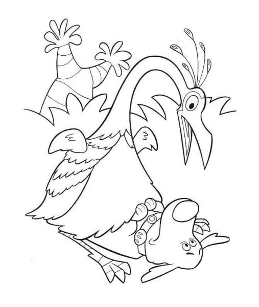 Dug and a giant bird  coloring page image