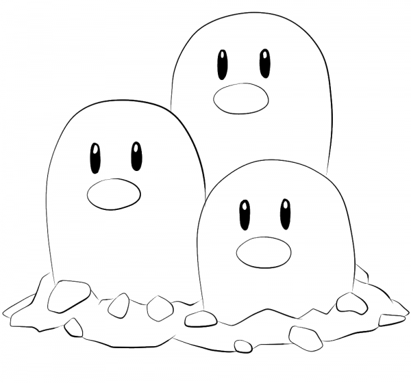 Dugtrio coloring page image