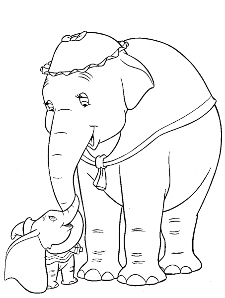 Dumbo and Mom coloring page image