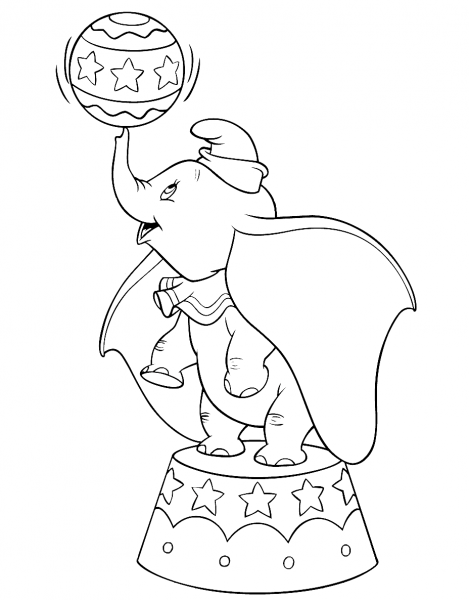 Dumbo in the Circus coloring page image