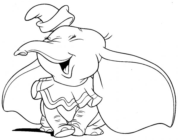 Dumbo is Laughing Joyfully coloring page image