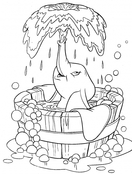 Dumbo Makes a Fountain coloring page image