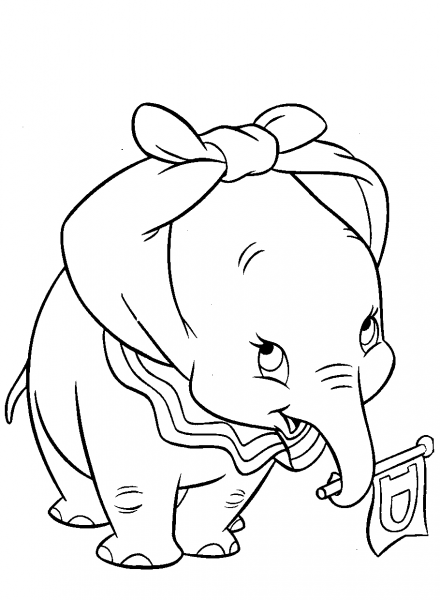 Dumbo with Ears Knotted coloring page image