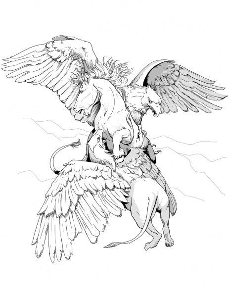 Dungeons and Dragons Griffon coloring page image