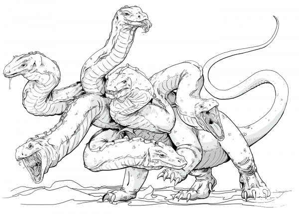Dungeons and Dragons Hydra coloring page image