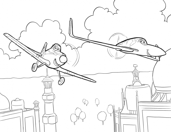 Dusty Crophopper Flies with Ishani coloring page image