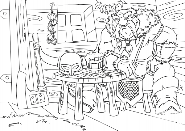 Dwarf Dinner coloring page image