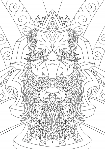 Dwarf King Portrait coloring page image