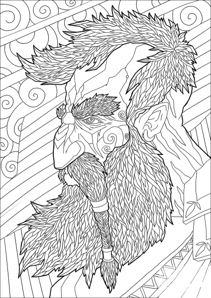 Dwarf Profile Portrait coloring page image