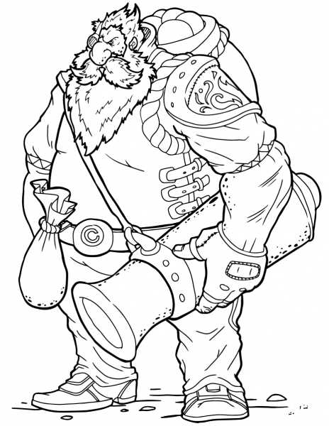 Dwarf with Cannon coloring page image