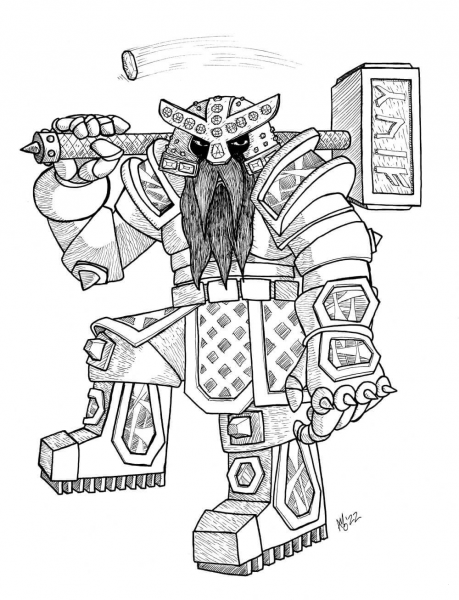 Dwarven Fighter coloring page image