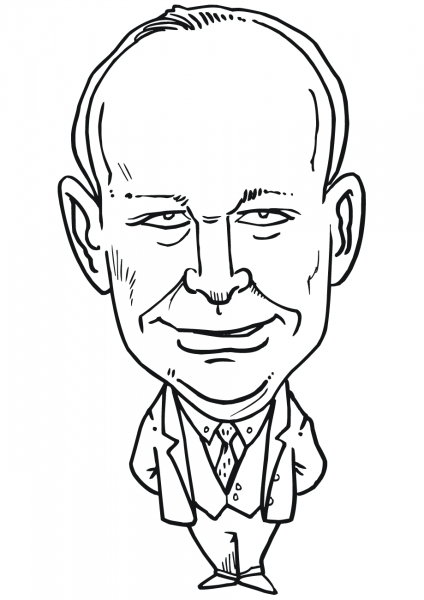 Dwight Eisenhower caricature coloring page image