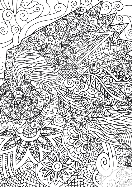 Eagle Head Zentangle coloring page image