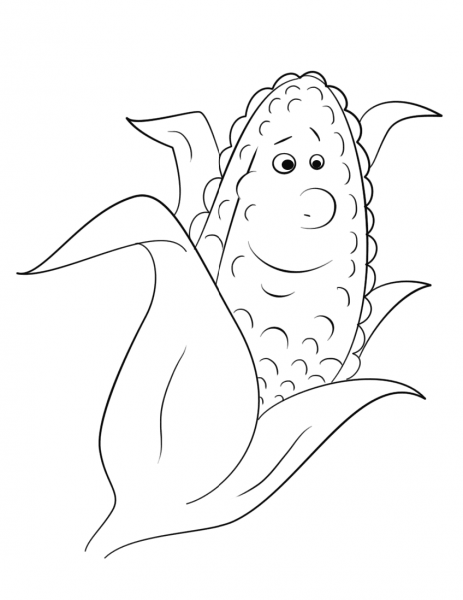 Ear of Corn Cartoon Character coloring page image