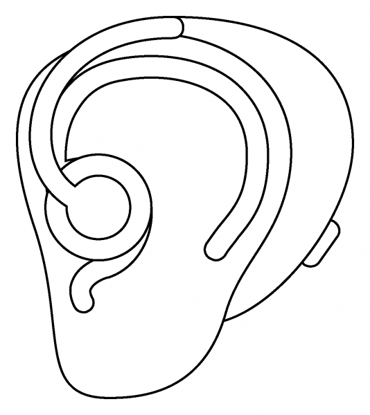 Ear with Hearing Aid Emoji coloring page image