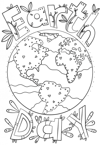 Earth Day Doodle coloring page image