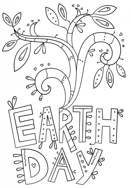 Earth Day Doodle coloring page image