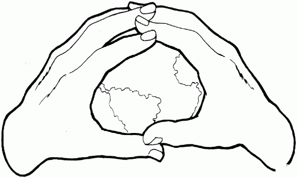 Earth In The Hands  coloring page image
