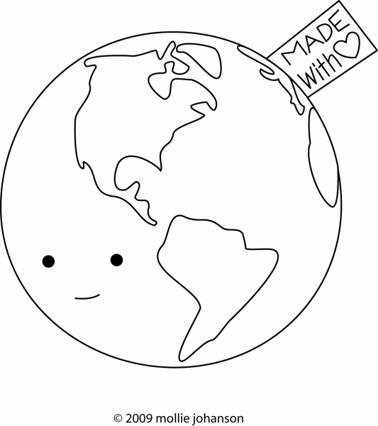 Earth – Made with Love coloring page image